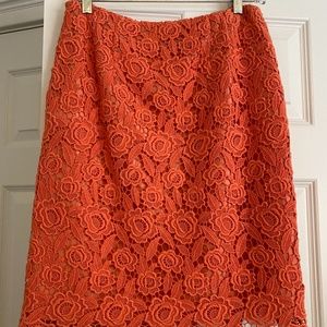 Talbots Coral Rose Crochet Lace Skirt NWOT Size 4P
